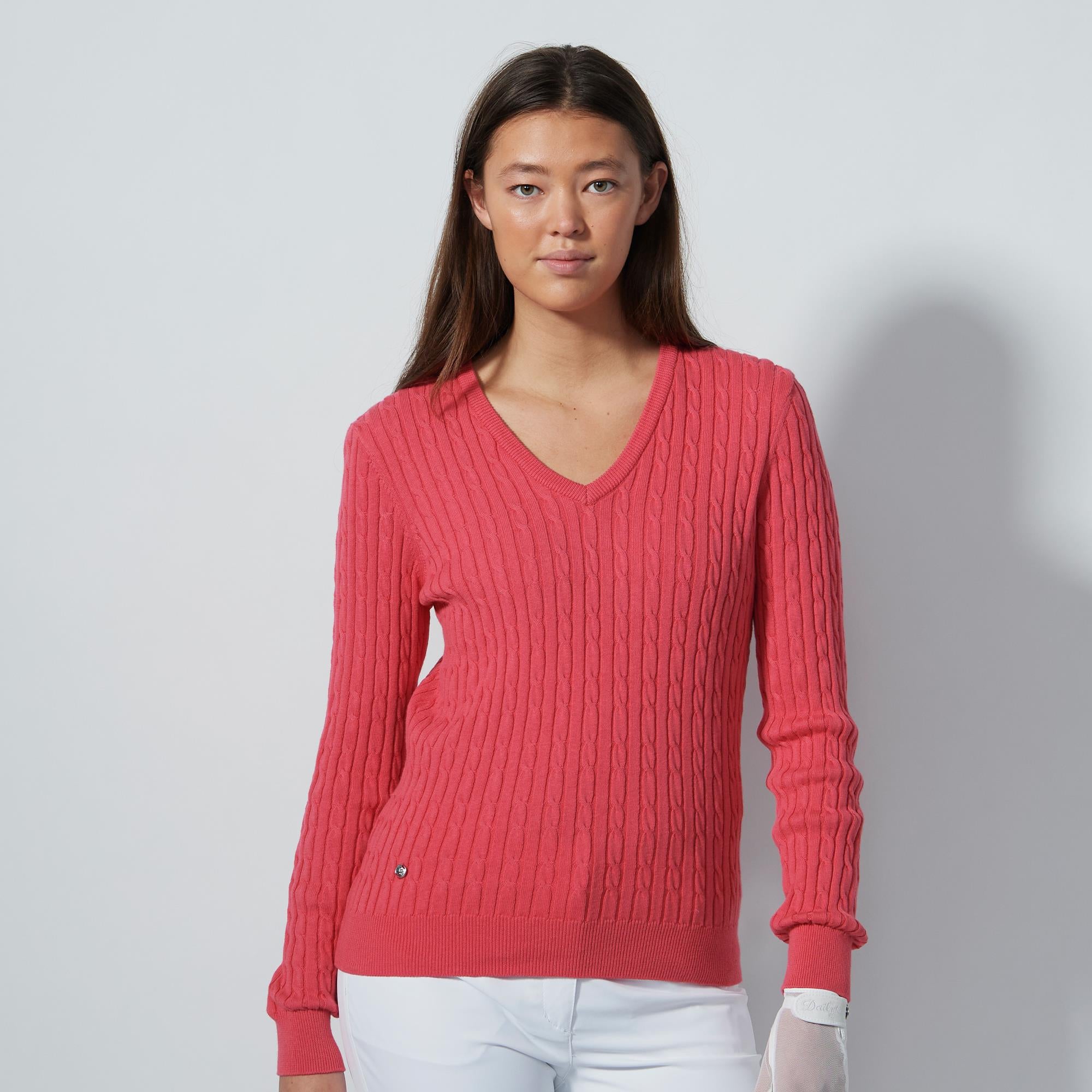Daily Sports Madelene Ladies Knitted Golf Sweater Intense Coral